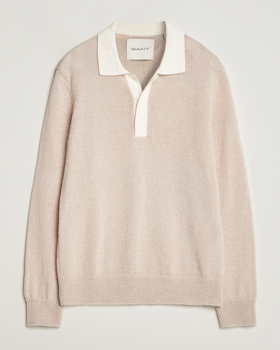 Heren | Truien | GANT | Mohair Knitted Polo Soft Oat
