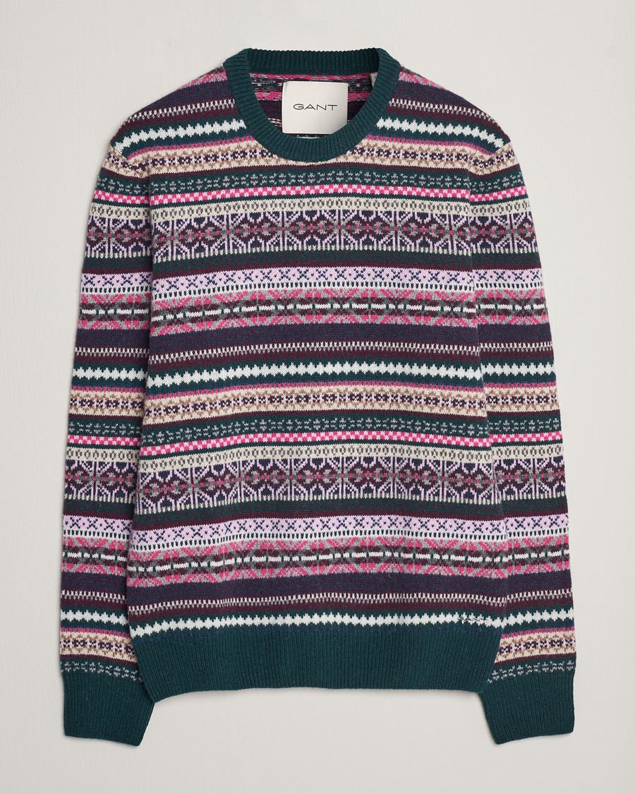 Heren | Truien | GANT | Wool Fairisle Sweater Tartan Green