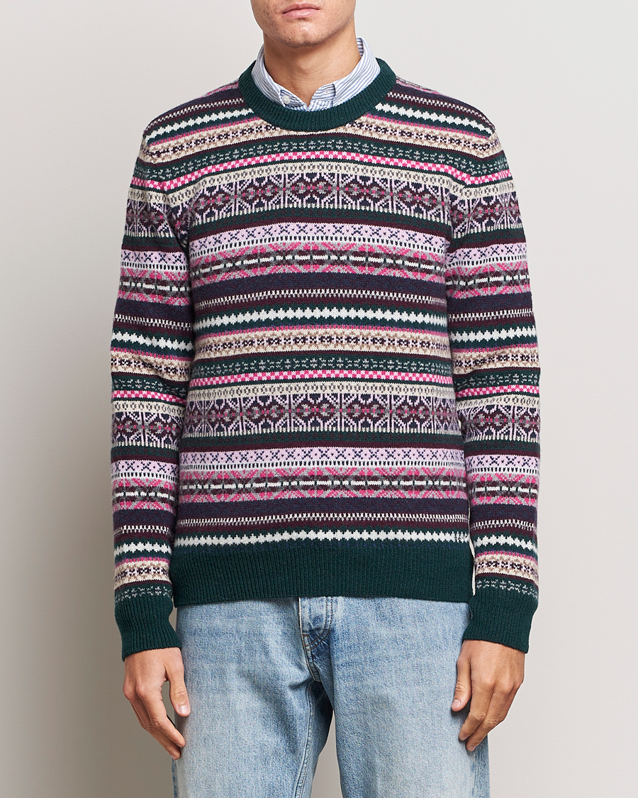 Heren | GANT | GANT | Wool Fairisle Sweater Tartan Green