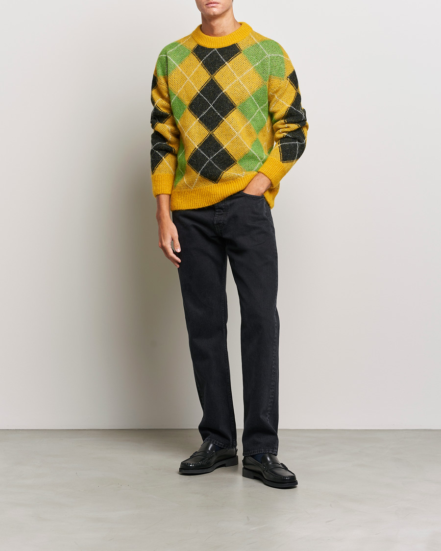 Heren | Truien | GANT | Furry Argyle Crew Neck Sunflower Yellow