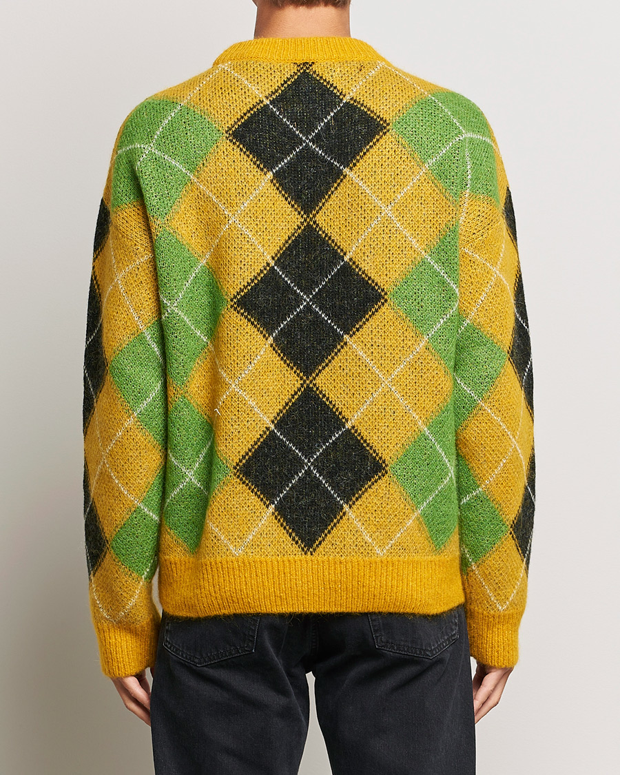 Heren | Truien | GANT | Furry Argyle Crew Neck Sunflower Yellow
