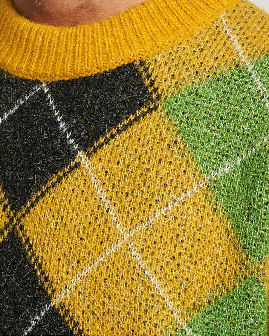 Heren | Truien | GANT | Furry Argyle Crew Neck Sunflower Yellow