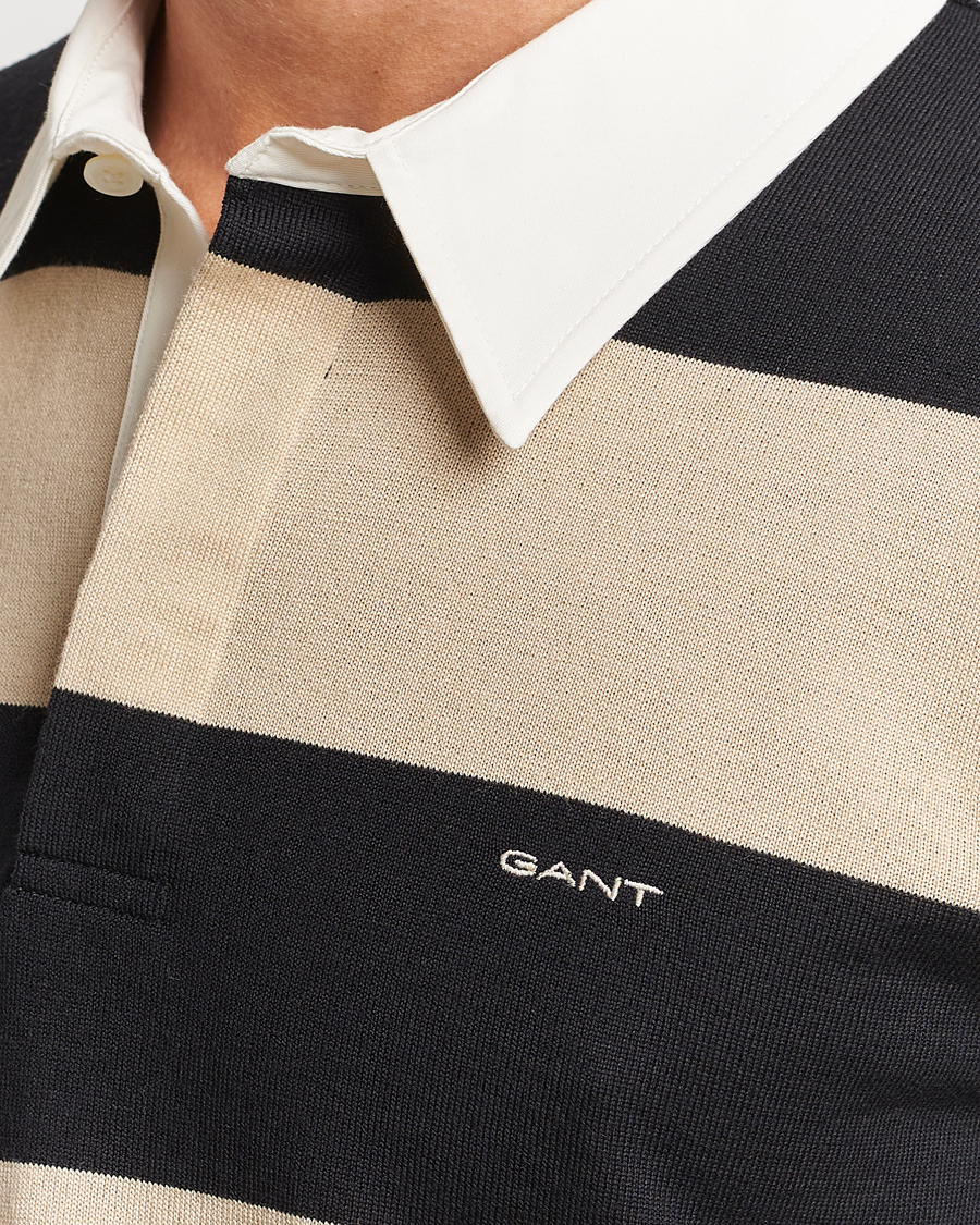 Heren | Truien | GANT | Barstriped Knitted Rugger Beige/Navy