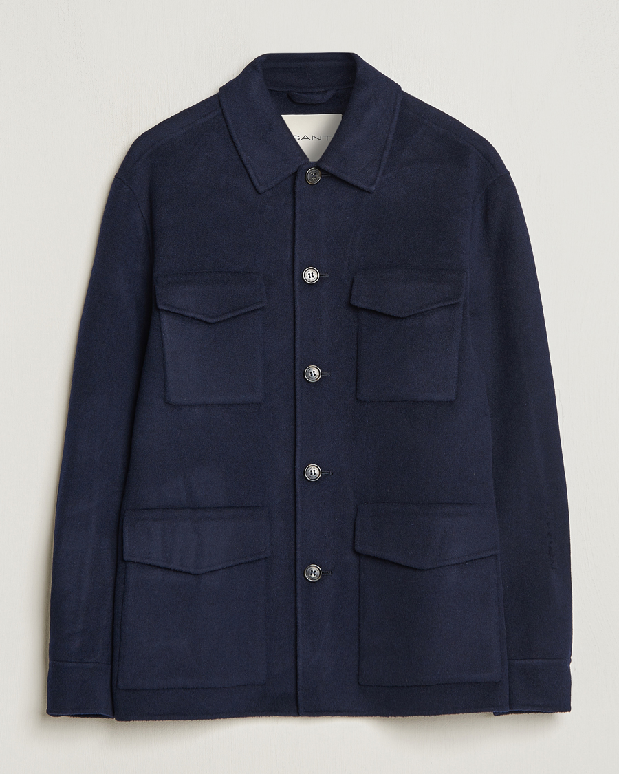 Heren | Jassen | GANT | Wool Pocket Shirt Jacket Evening Blue
