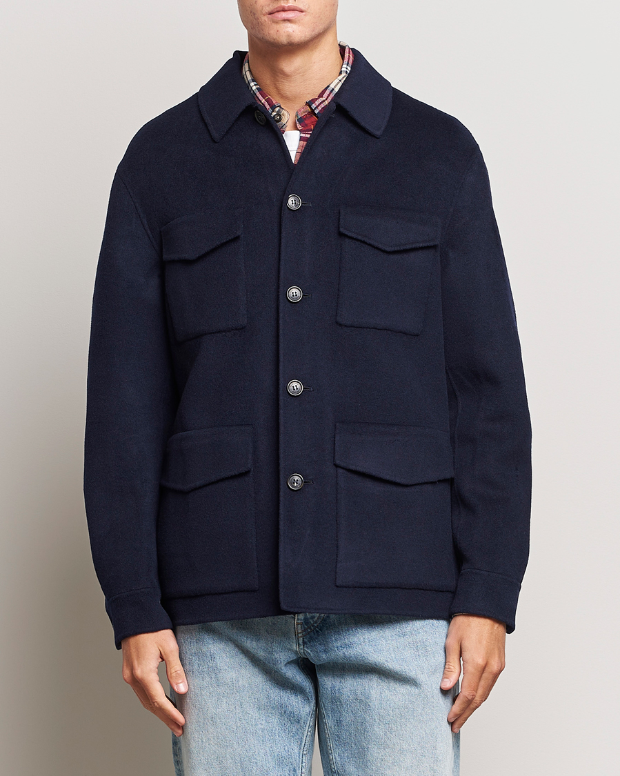 Heren | Jassen | GANT | Wool Pocket Shirt Jacket Evening Blue