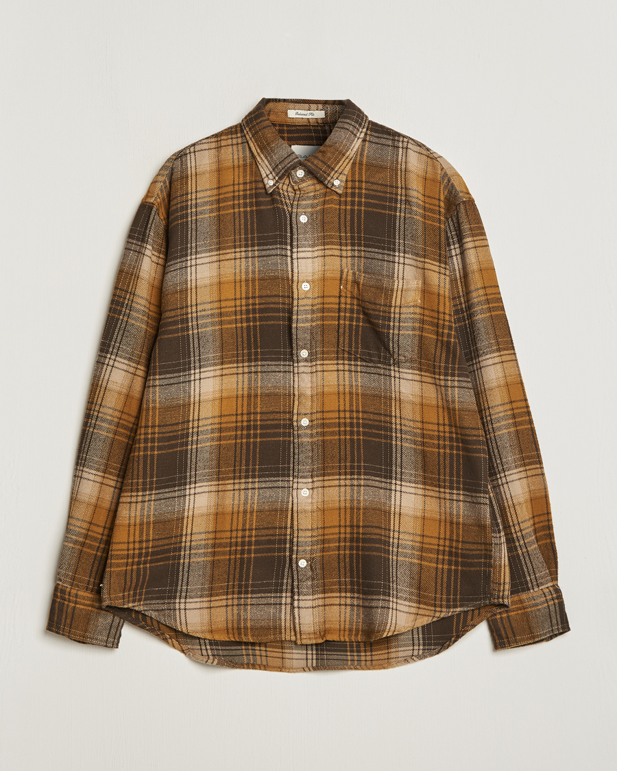 Heren | Overhemden | GANT | Relaxed Fit Heavy Flannel Checked Shirt Woody Brown