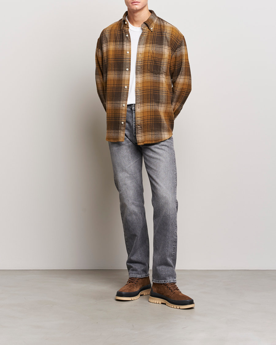 Heren | Overhemden | GANT | Relaxed Fit Heavy Flannel Checked Shirt Woody Brown