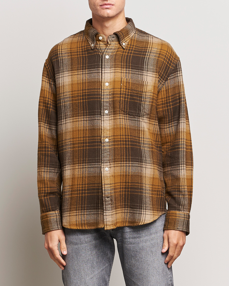 Heren | Overhemden | Gant | Relaxed Fit Heavy Flannel Checked Shirt Woody Brown