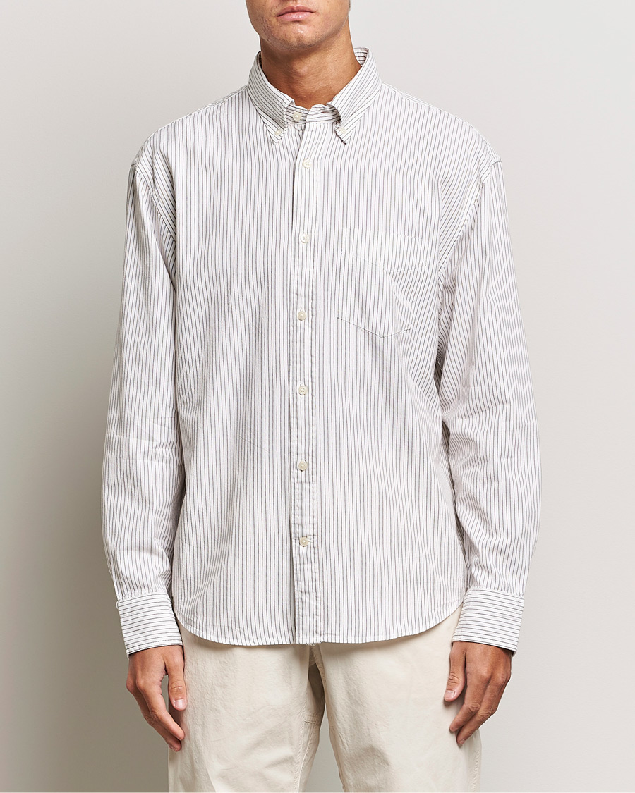 Heren | Overhemden | GANT | Regular Fit Archive Oxford Striped Shirt Eggshell