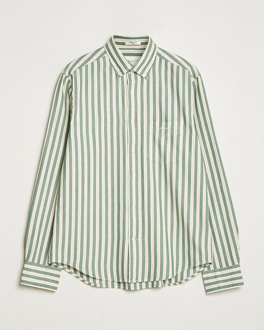 Heren | Overhemden | GANT | Regular Fit Archive Oxford Striped Shirt Forest Green