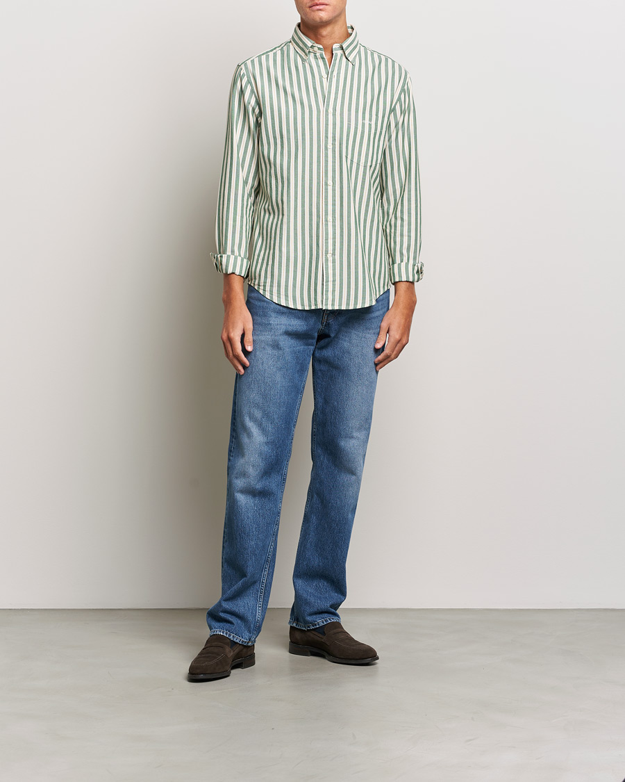 Heren | Overhemden | GANT | Regular Fit Archive Oxford Striped Shirt Forest Green