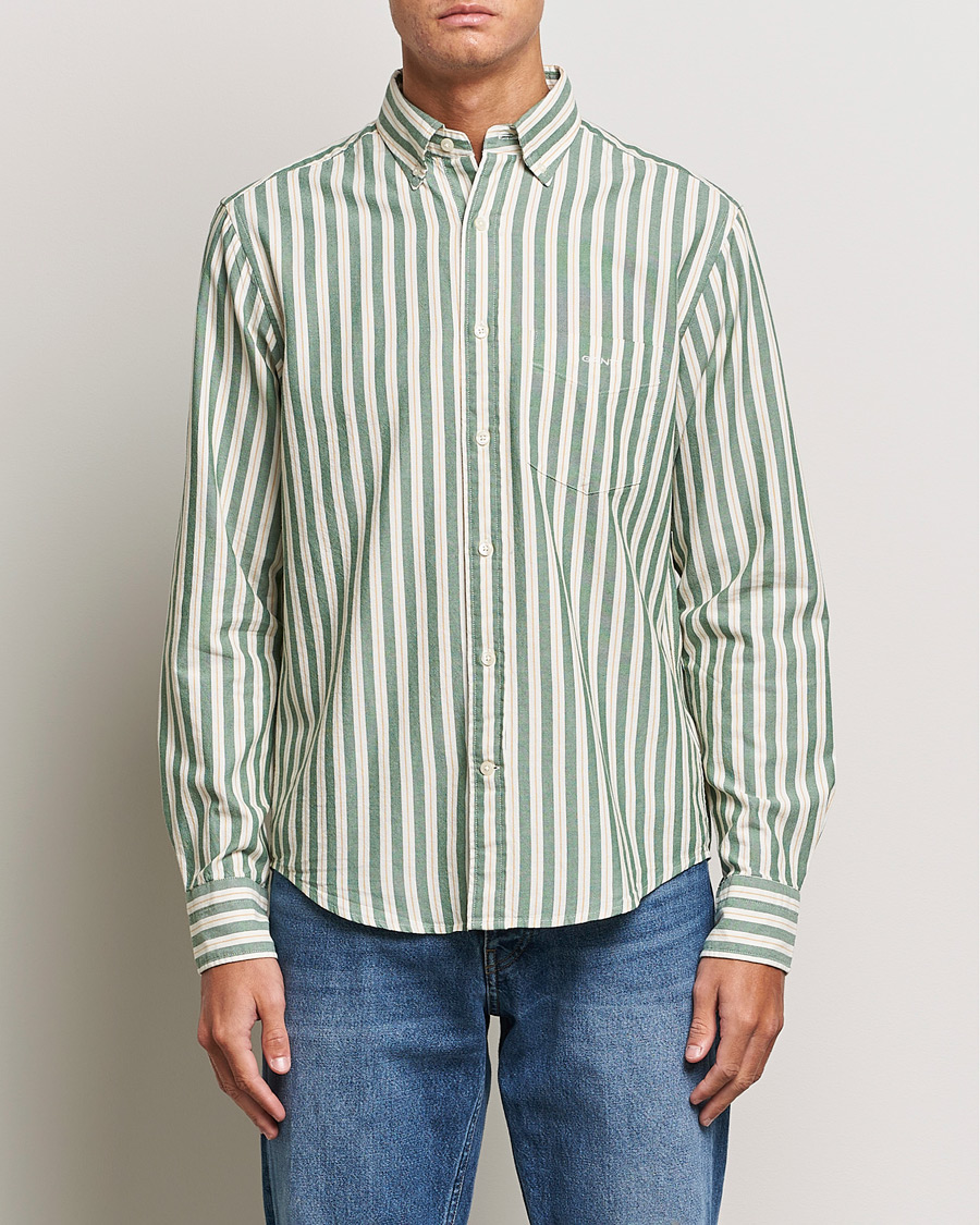 Heren | Overhemden | GANT | Regular Fit Archive Oxford Striped Shirt Forest Green