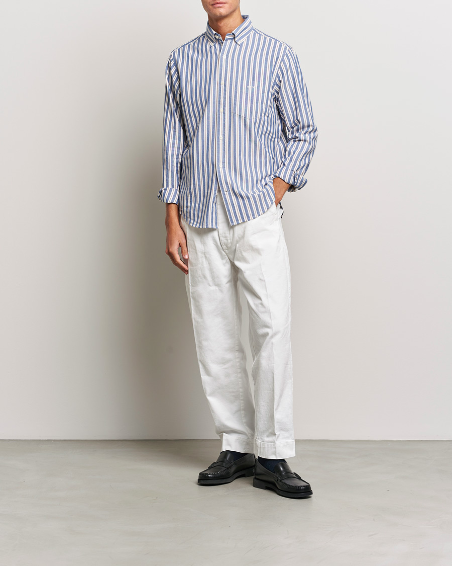 Heren | Overhemden | GANT | Regular Fit Archive Oxford Striped Shirt College Blue