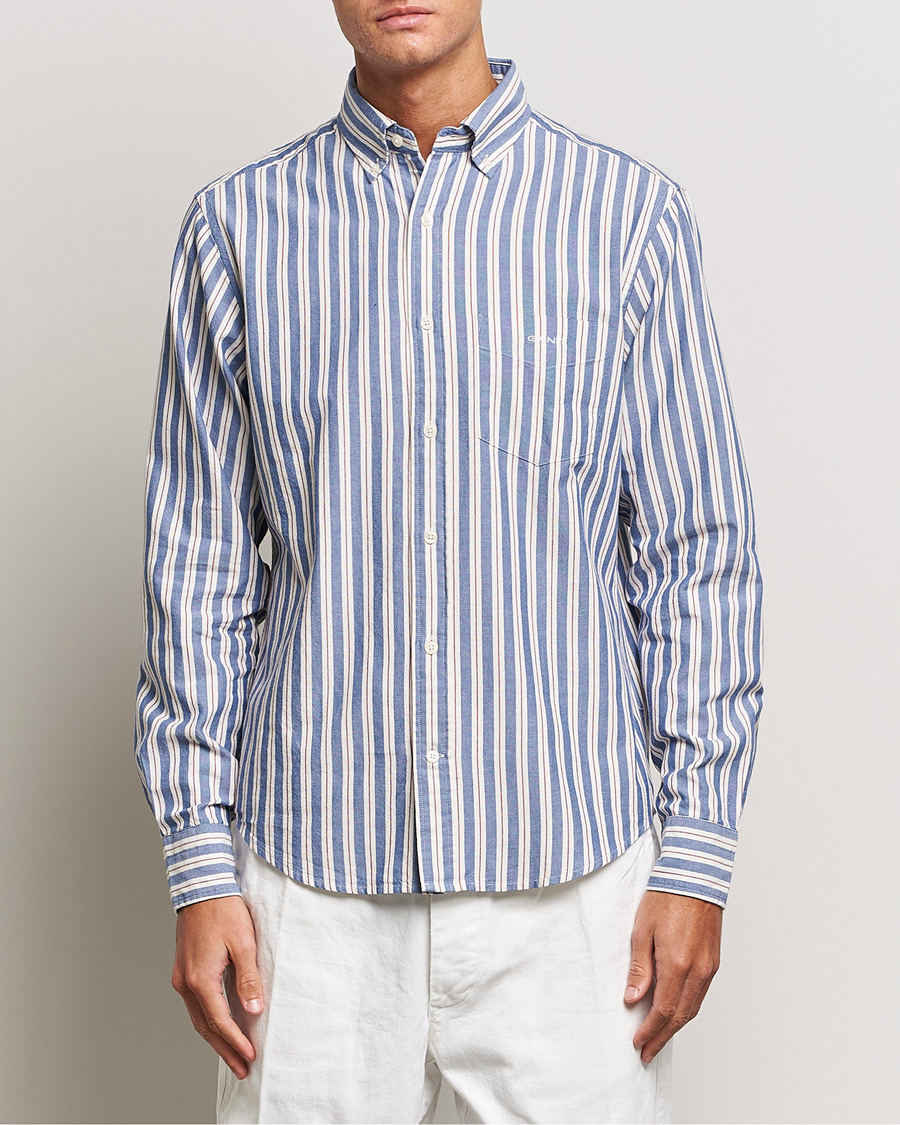 Heren | Overhemden | GANT | Regular Fit Archive Oxford Striped Shirt College Blue