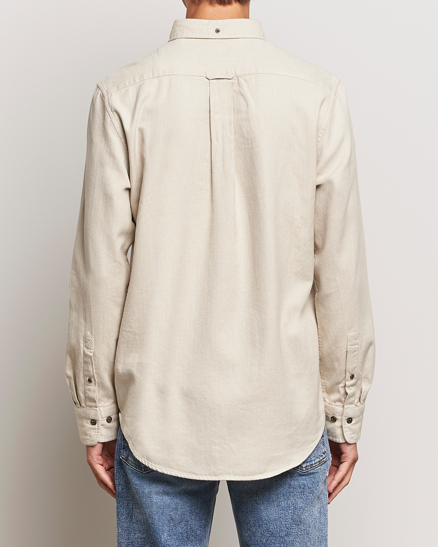Heren | Overhemden | GANT | Regular Fit Herringbone Flannel Shirt Cold Beige