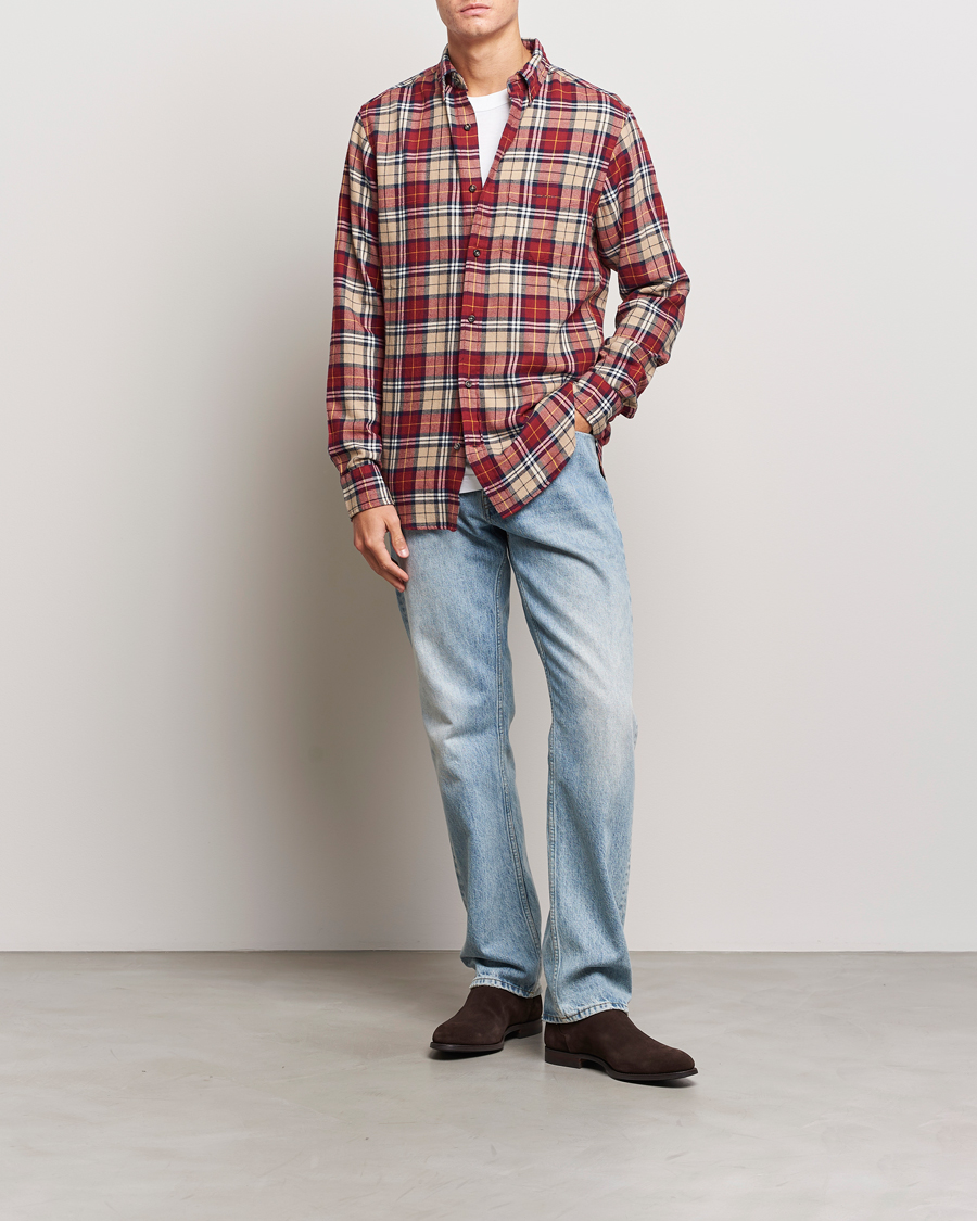 Heren | Overhemden | Gant | Regular Fit Flannel Checked Shirt Plumped Red