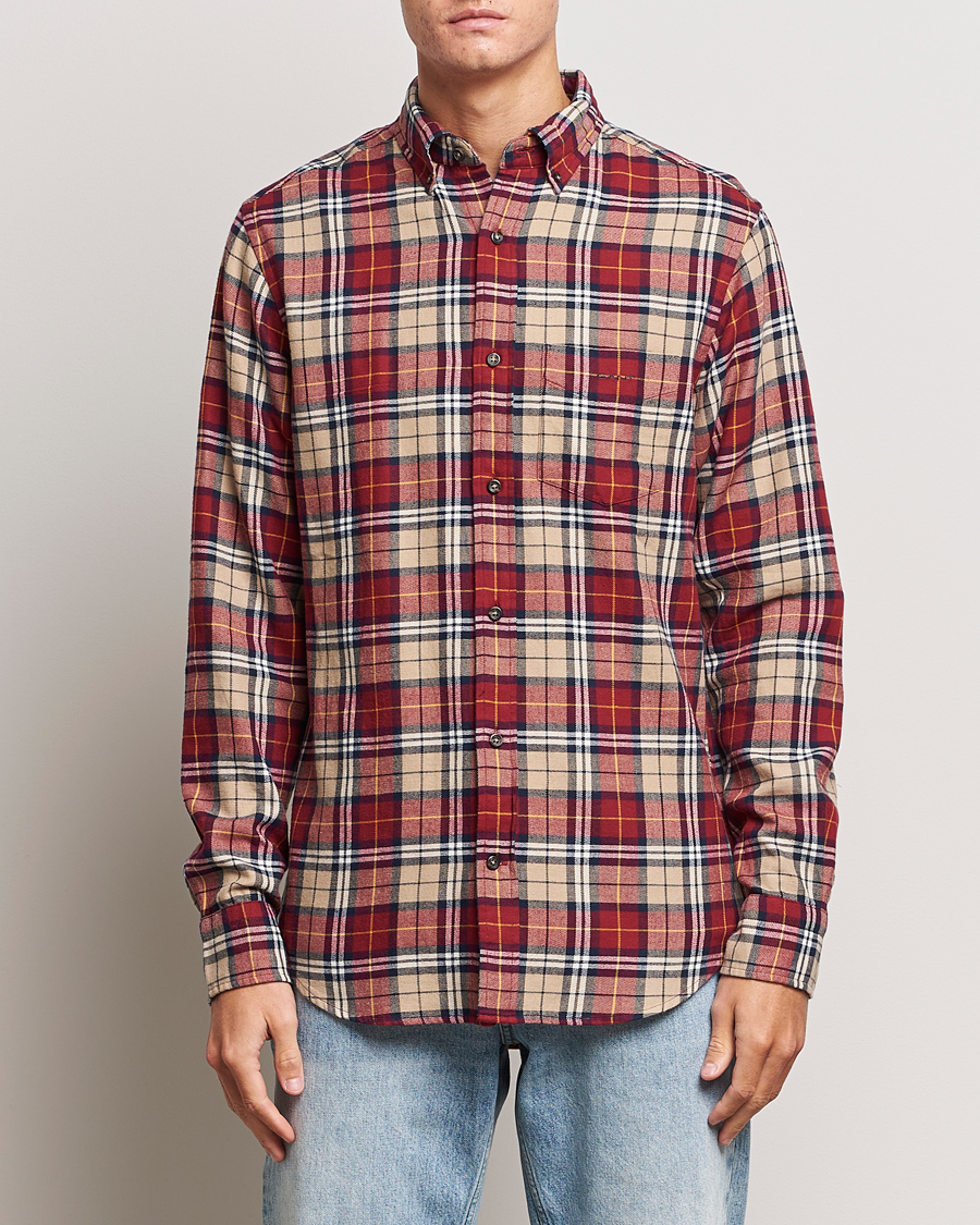 Heren | Overhemden | Gant | Regular Fit Flannel Checked Shirt Plumped Red