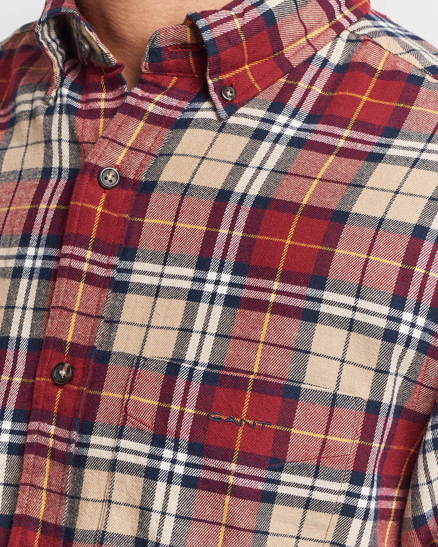 Heren | Overhemden | Gant | Regular Fit Flannel Checked Shirt Plumped Red