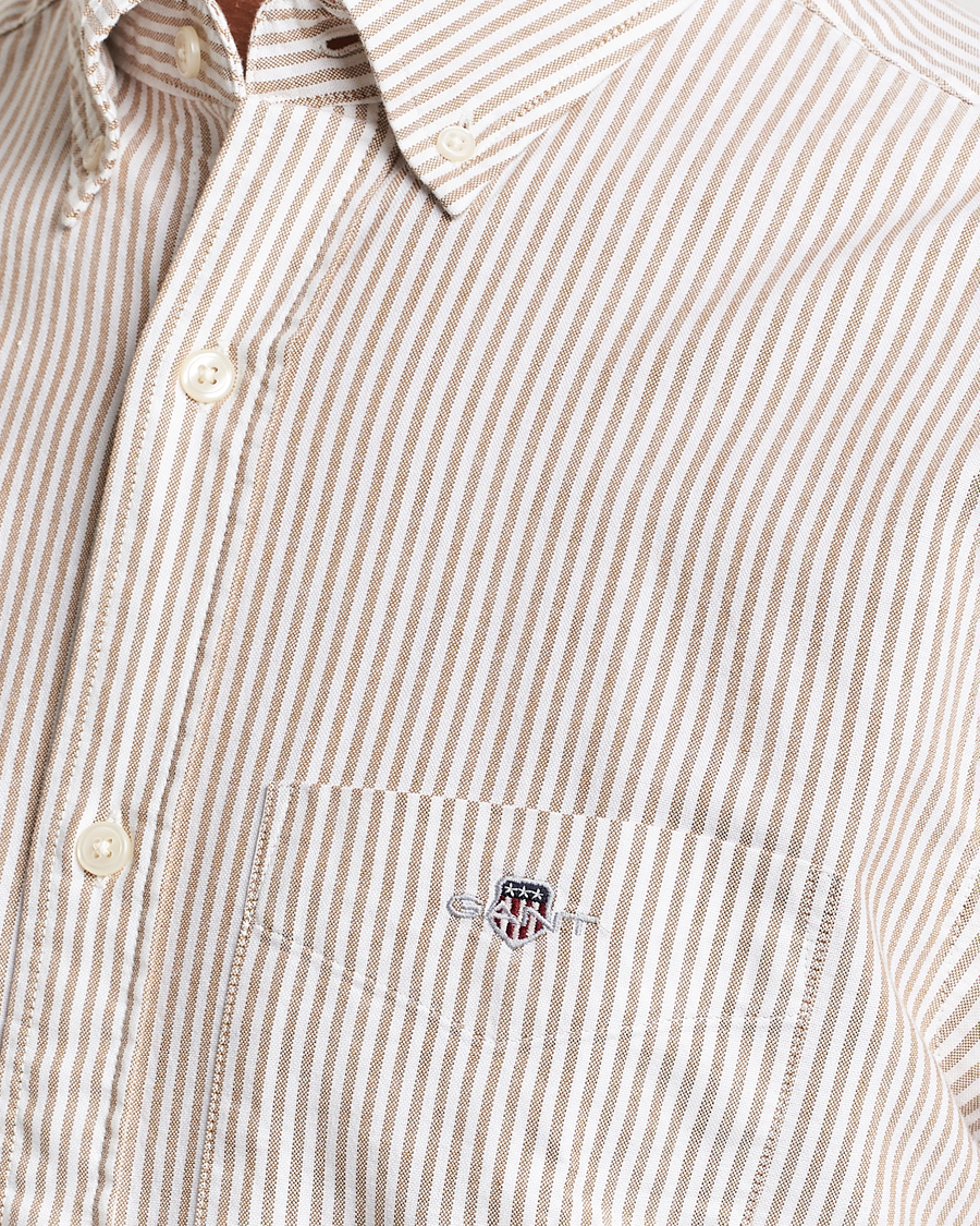 Heren | Overhemden | GANT | Regular Fit Striped Oxford Shirt Woody Brown