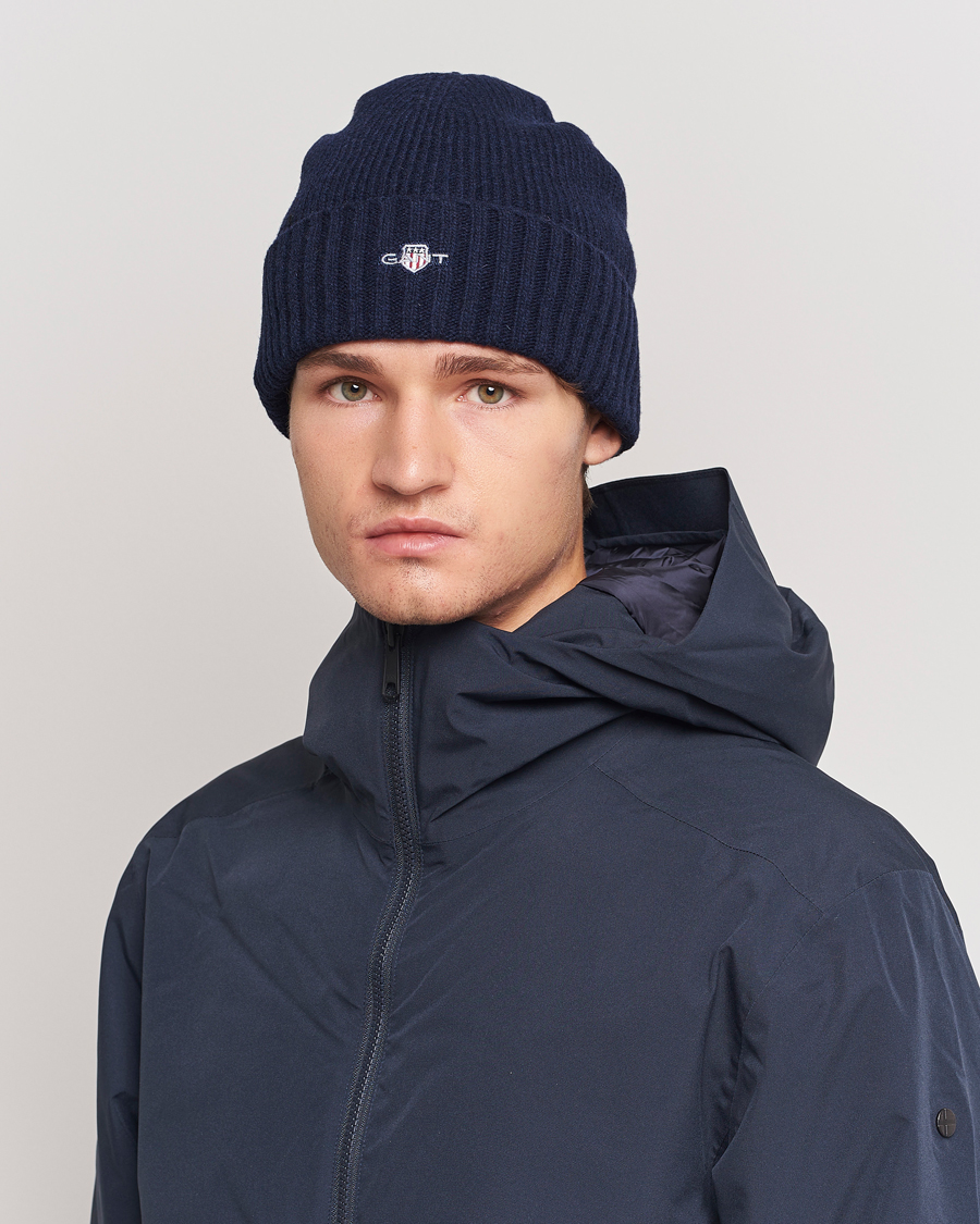 Heren | Beanies | GANT | Wool Lined Beanie Marine