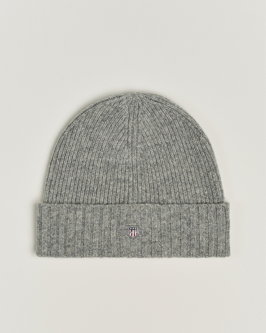 Heren | GANT Wool Lined Beanie Grey Melange | GANT | Wool Lined Beanie Grey Melange