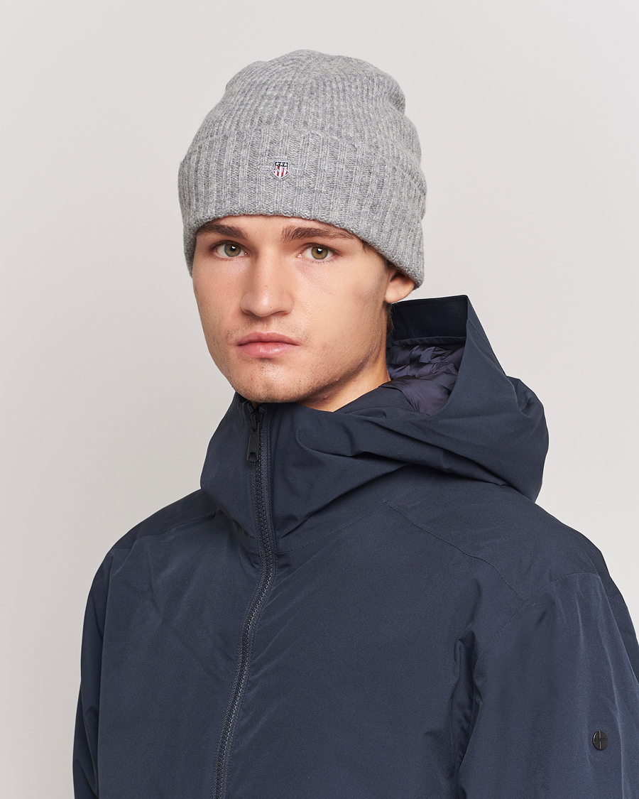 Heren | GANT Wool Lined Beanie Grey Melange | GANT | Wool Lined Beanie Grey Melange