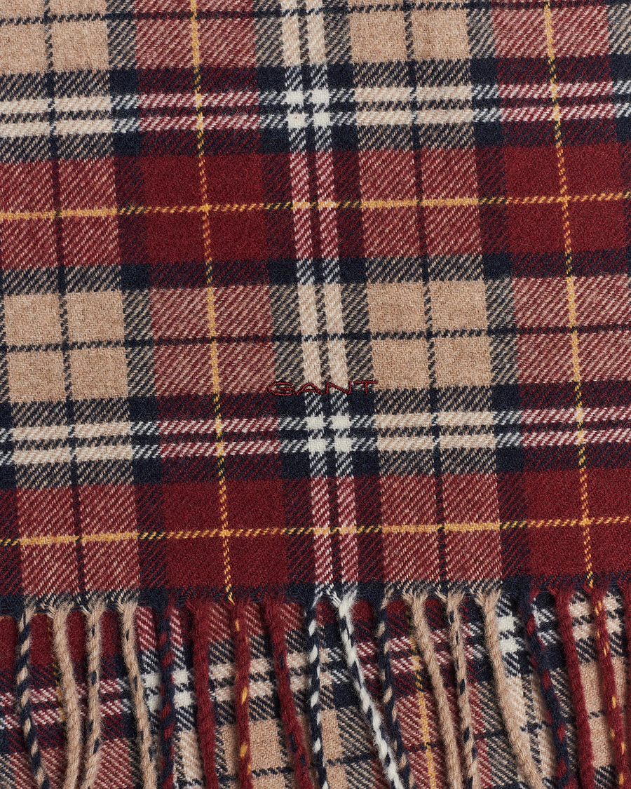 Heren | GANT Wool Multi Checked Scarf Plumped Red | GANT | Wool Multi Checked Scarf Plumped Red