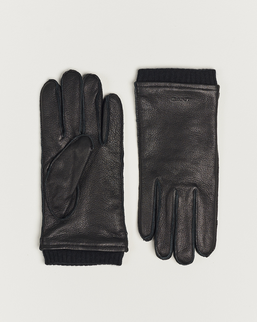 Heren | GANT Cashmere Lined Leather Gloves Black | GANT | Cashmere Lined Leather Gloves Black