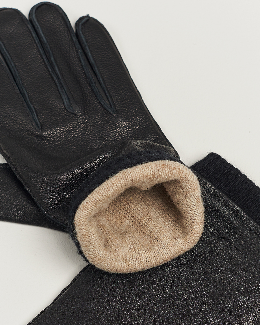 Heren |  | GANT | Wool Lined Leather Gloves Black