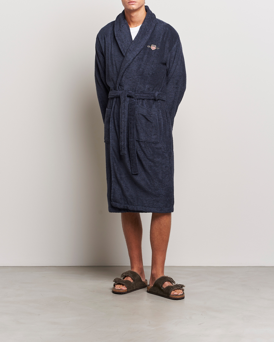 Heren | GANT Archive Shield Terry Robe Evening Blue | Gant | Archive Shield Terry Robe Evening Blue
