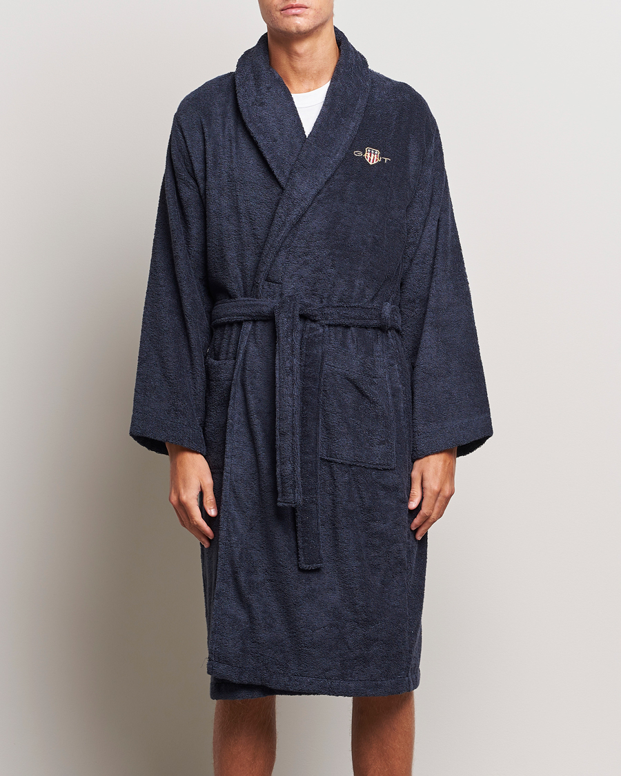 Heren | GANT Archive Shield Terry Robe Evening Blue | Gant | Archive Shield Terry Robe Evening Blue