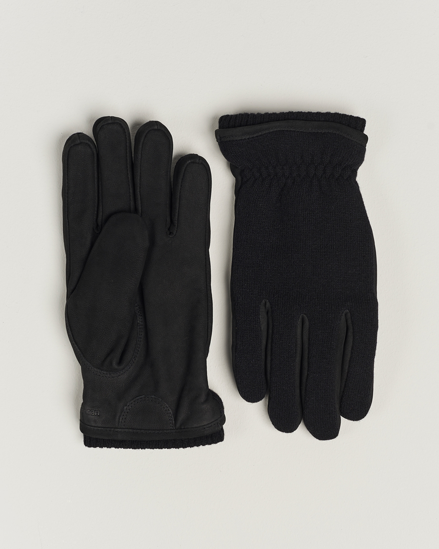 Heren | Hestra Noah Nubuck Wool Tricot Glove Black | Hestra | Noah Nubuck Wool Tricot Glove Black