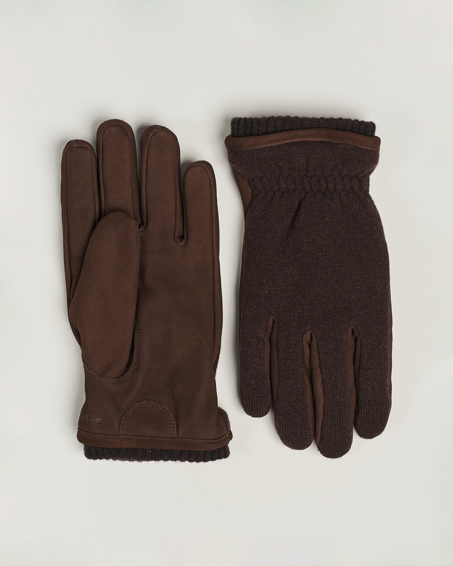 Heren | Hestra Noah Nubuck Wool Tricot Glove Espresso | Hestra | Noah Nubuck Wool Tricot Glove Espresso