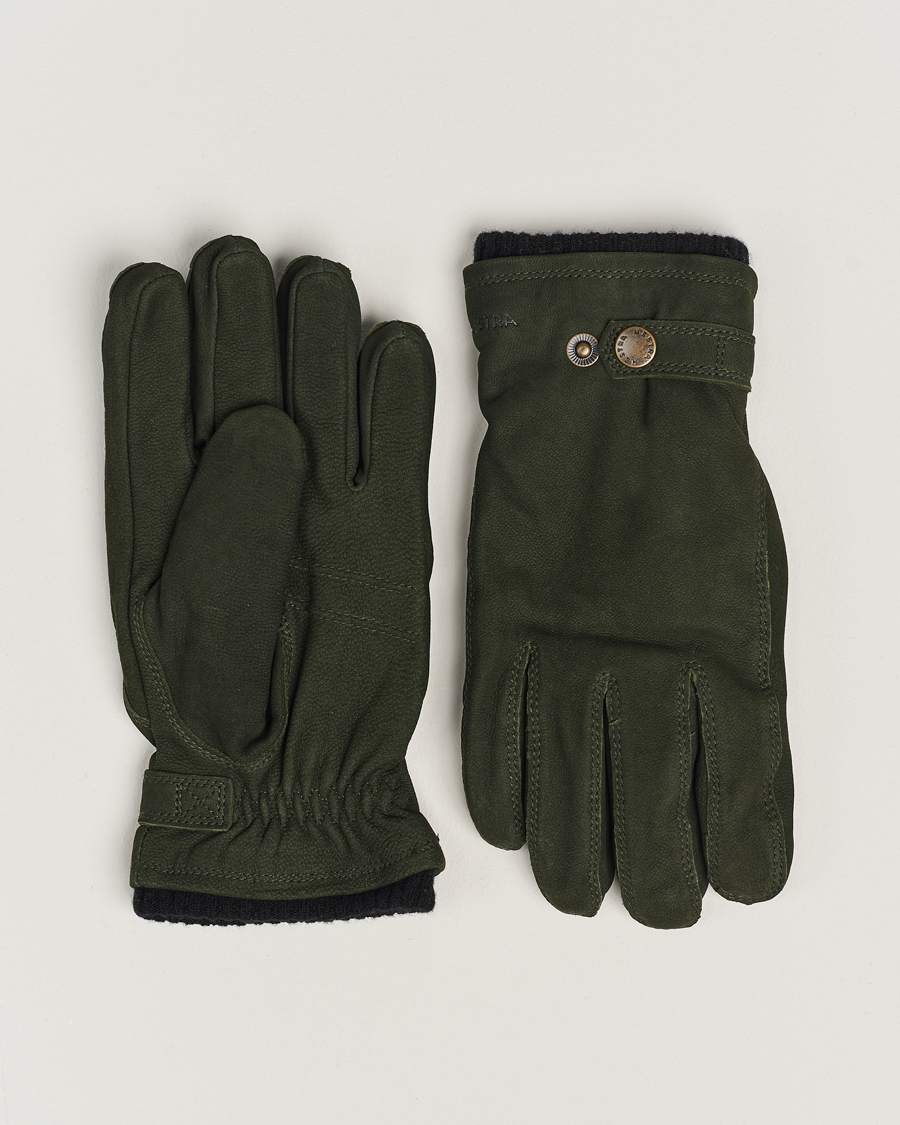 Heren | Handschoenen | Hestra | Bergvik Fleece Liner Buckle Nubuck Glove Bottle Green