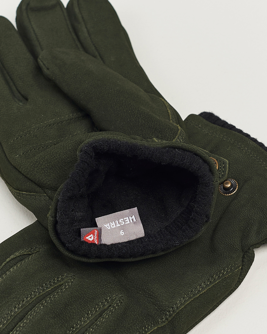 Heren |  | Hestra | Bergvik Fleece Liner Buckle Nubuck Glove Bottle Green