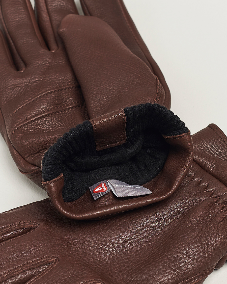 Heren | Hestra Kjetil Deerskin Rib Knitted Cuff Glove Chocolate | Hestra | Kjetil Deerskin Rib Knitted Cuff Glove Chocolate