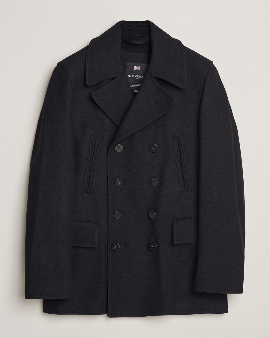 Heren | Jassen | Gloverall | Churchill Reefer Peacoat Black