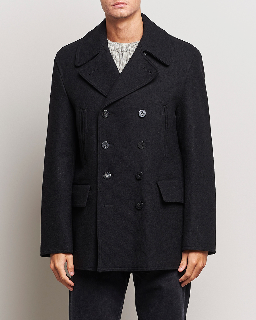 Heren | Jassen | Gloverall | Churchill Reefer Peacoat Black