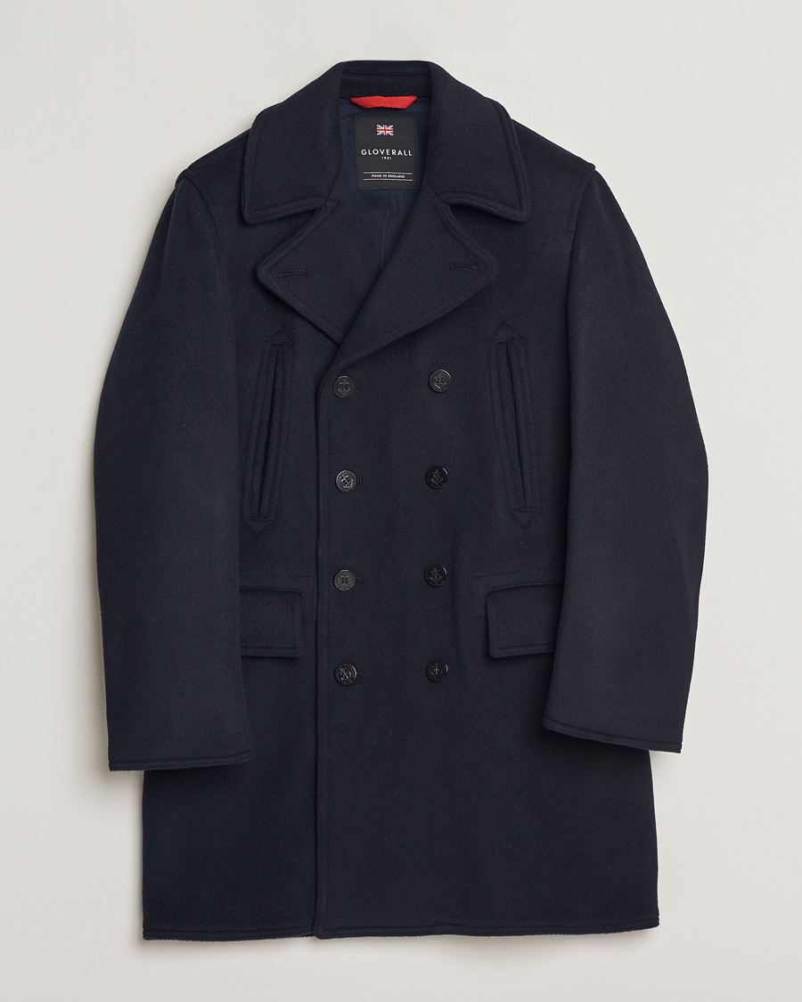 Heren | Jassen | Gloverall | Churchill Long Reefer Peacoat Navy Royal