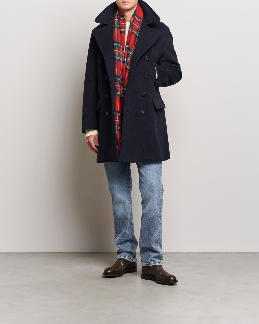 Heren | Jassen | Gloverall | Churchill Long Reefer Peacoat Navy Royal
