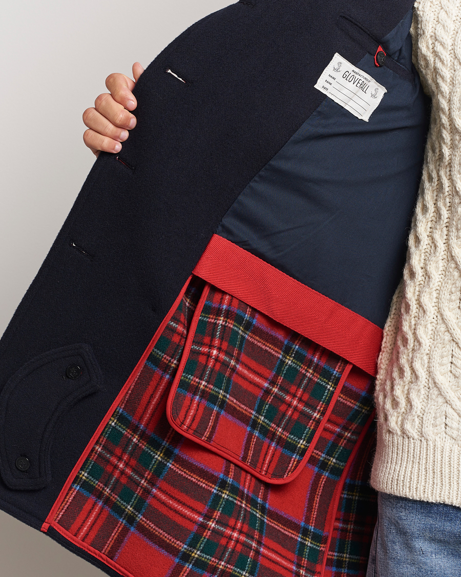 Heren | Jassen | Gloverall | Churchill Long Reefer Peacoat Navy Royal