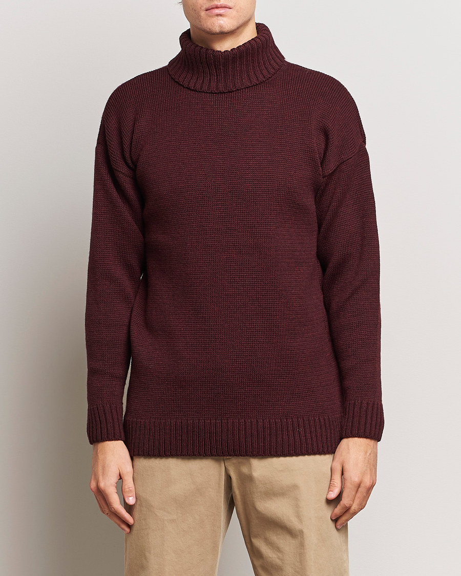 Heren | Gloverall | Gloverall | Submariner Chunky Wool Roll Neck Burgundy