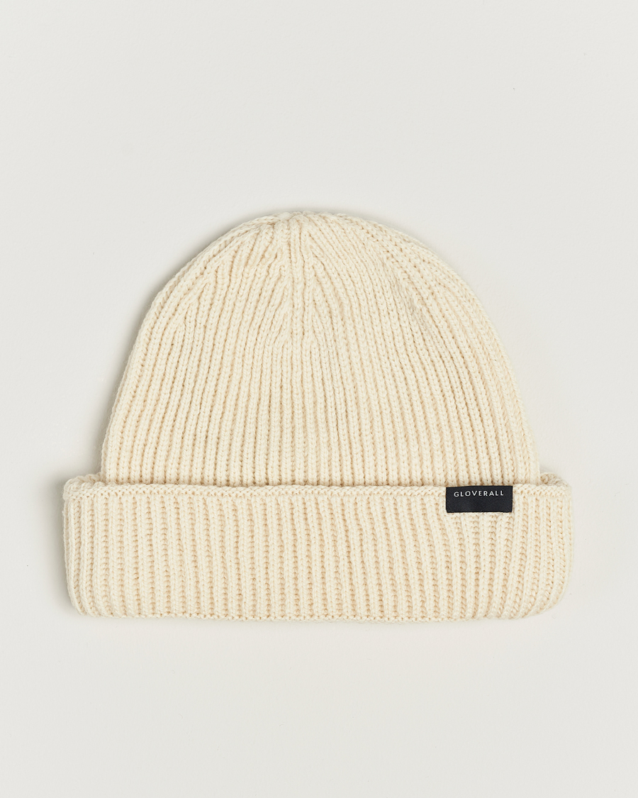 Heren | Gloverall Fisherman Lambswool Beanie Ecru | Gloverall | Fisherman Lambswool Beanie Ecru