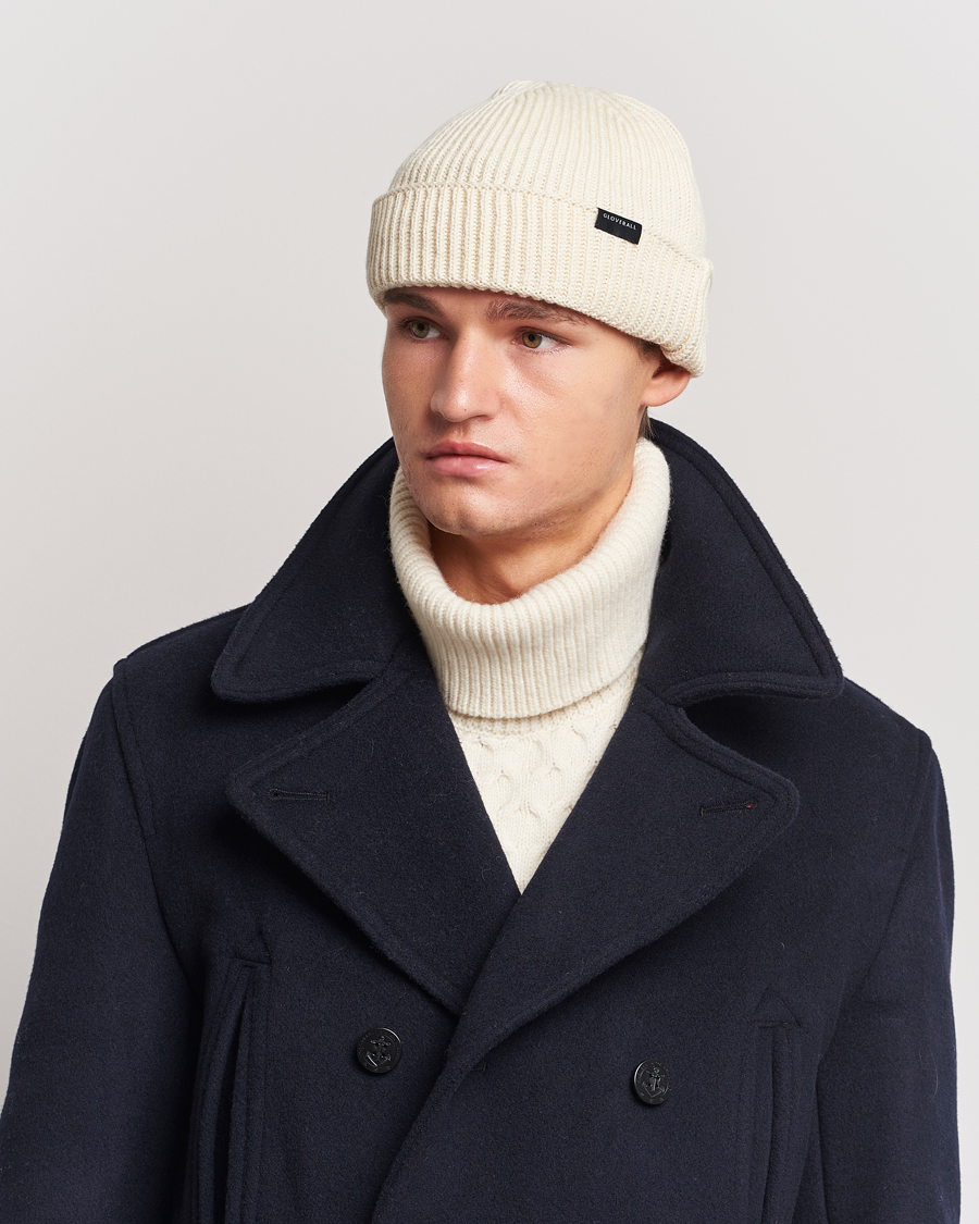 Heren | Gloverall Fisherman Lambswool Beanie Ecru | Gloverall | Fisherman Lambswool Beanie Ecru