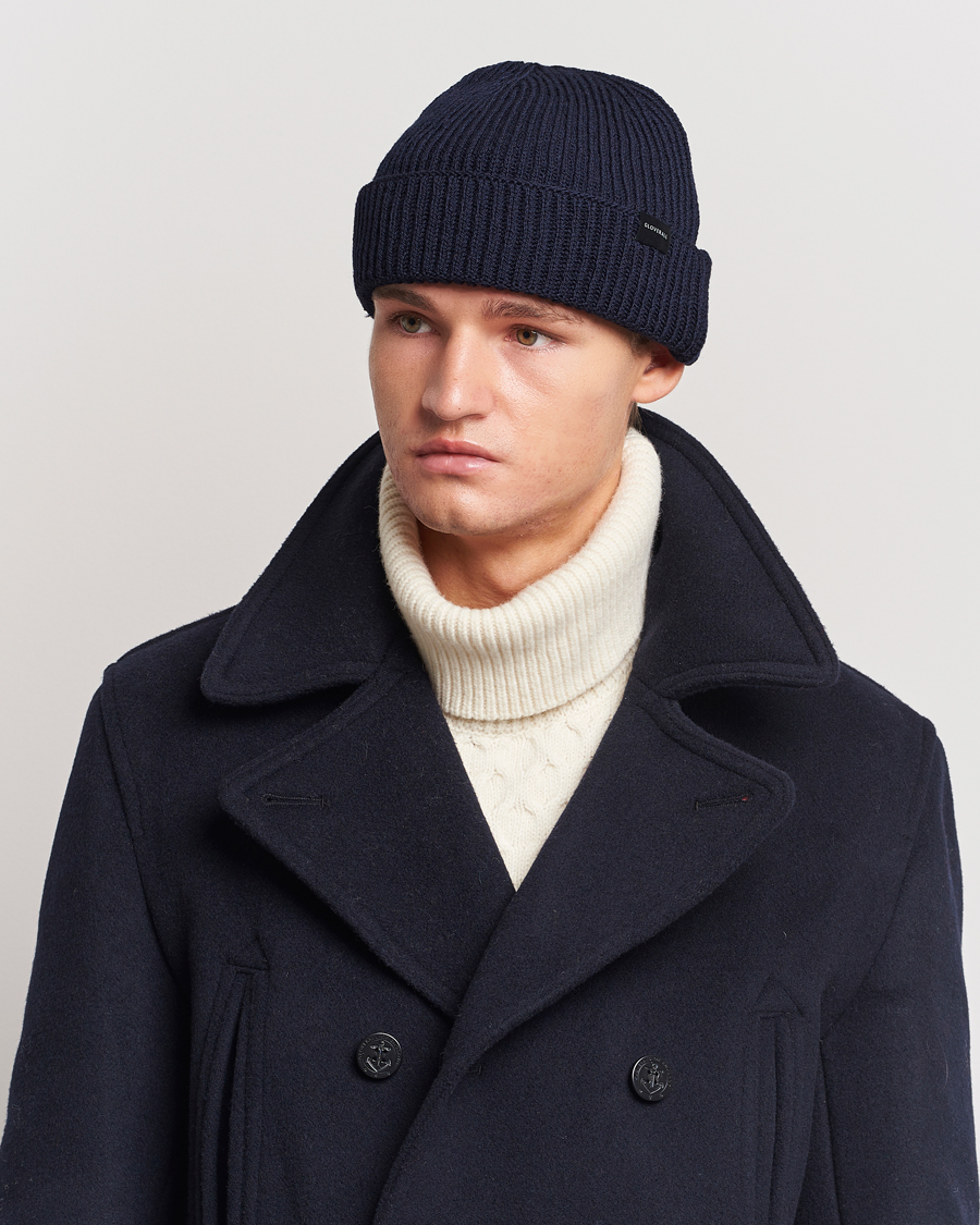Heren | Gloverall | Gloverall | Fisherman Lambswool Beanie Navy