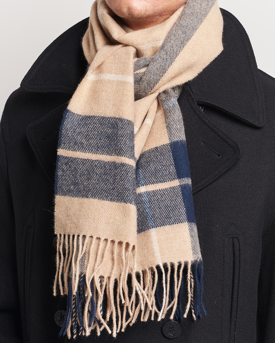 Heren |  | Gloverall | Lambswool Scarf Camel Check