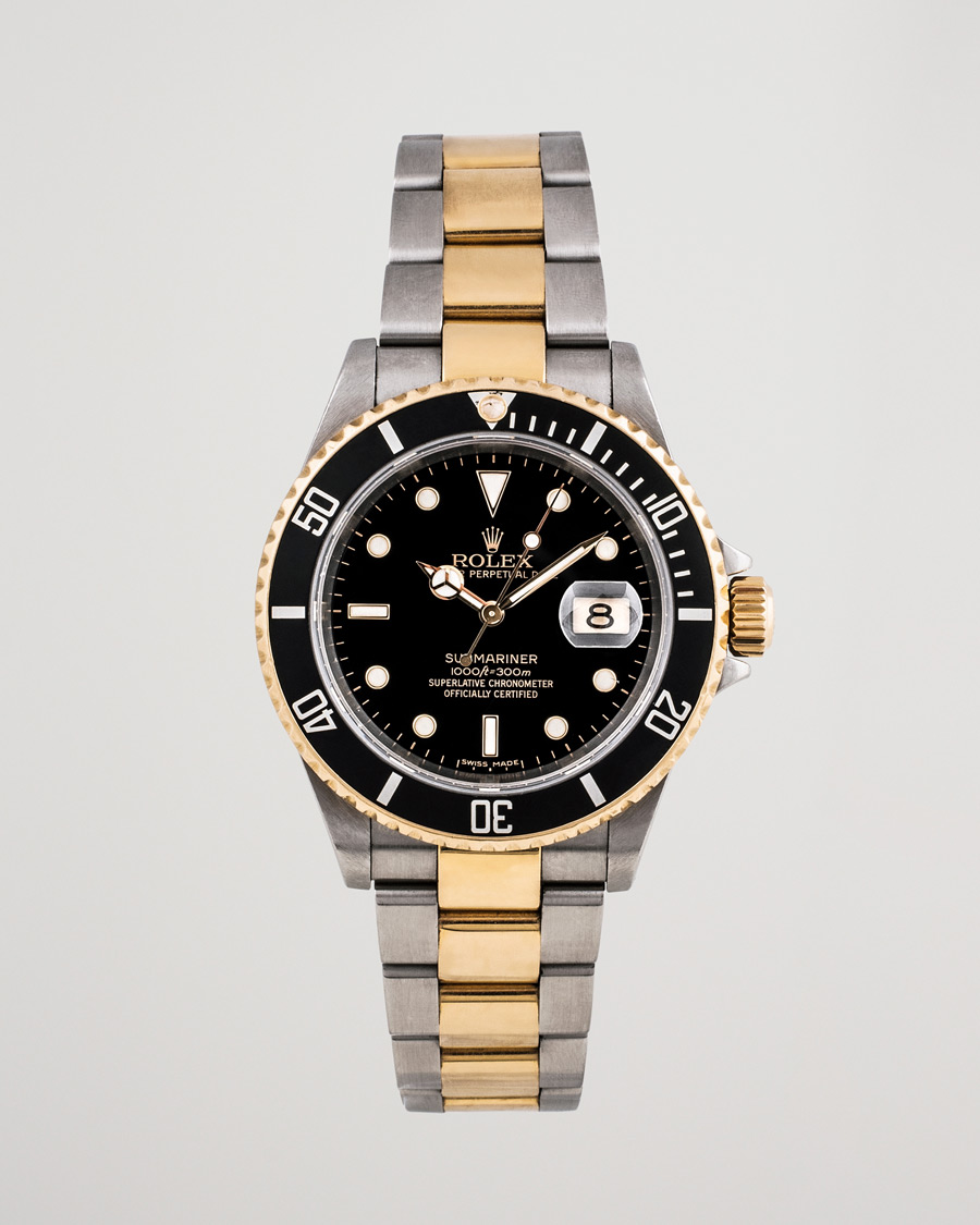 Heren | Rolex Pre-Owned Submariner 16613 Oyster Perpetual Two Tone Black Steel Black | Rolex Pre-Owned | Submariner 16613 Oyster Perpetual Two Tone Black Steel Black