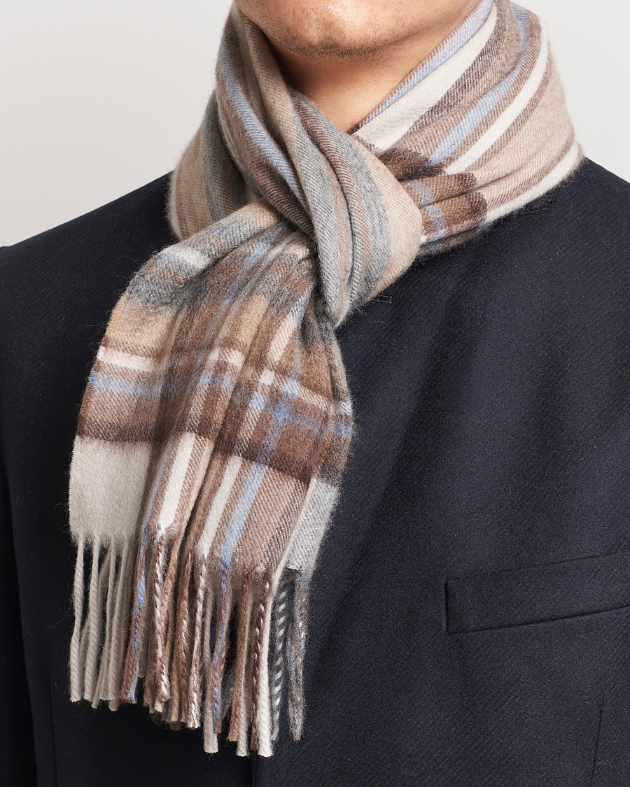 Heren |  | Begg & Co | Striped/Checked Cashmere Scarf 30*160cm Natural Jean