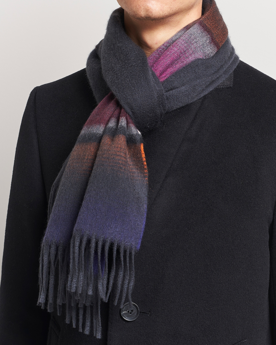 Heren |  | Begg & Co | Solid/Checked Cashmere Scarf 36*183cm Midnight Pink