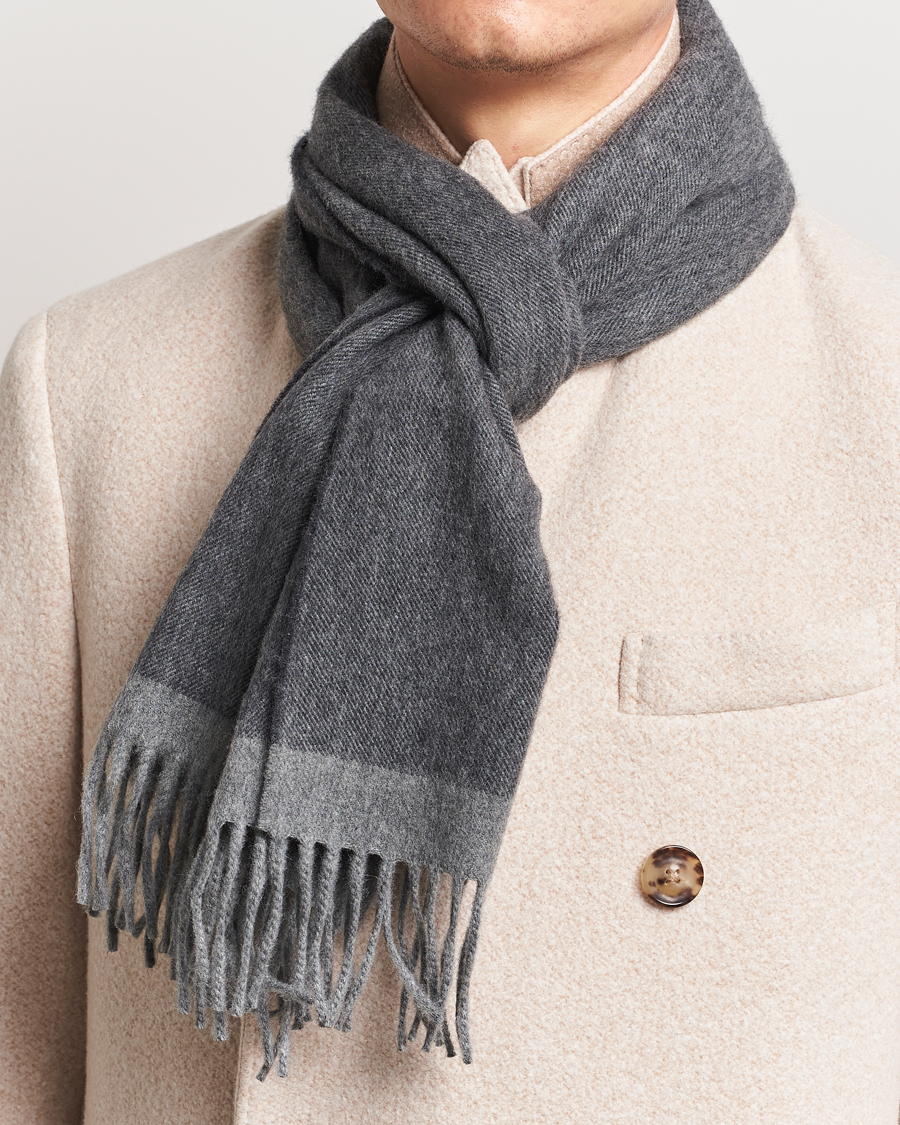 Heren |  | Begg & Co | Solid Board Wool/Cashmere Scarf Flannel Charcoal